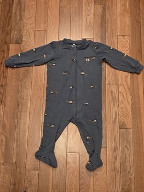 5/$20 Pekkle 9M Navy Helicopter Zipper Footed One-Piece Sleeper Pajamas